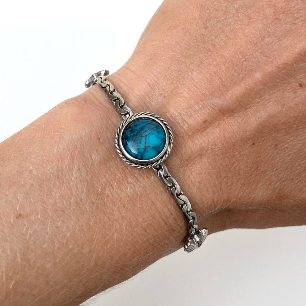 Vintage Goldette coastal cowgirl turquoise bracelet 1960s 1970s classic
